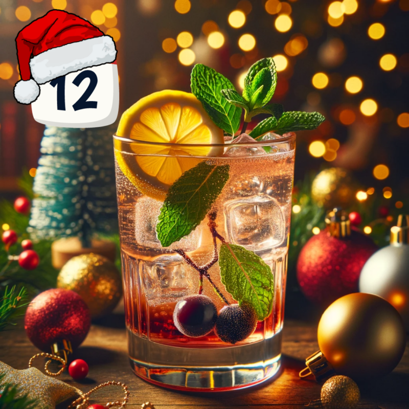 peach and gin fizz christmas cocktail